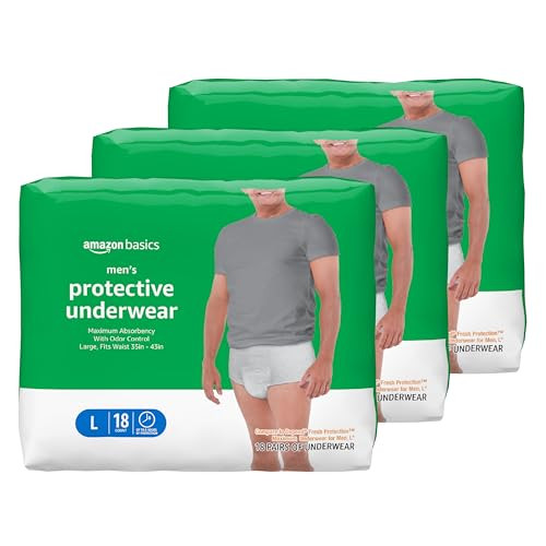 Amazon Basics Incontinence Underwear for Men, Large, 54 Count