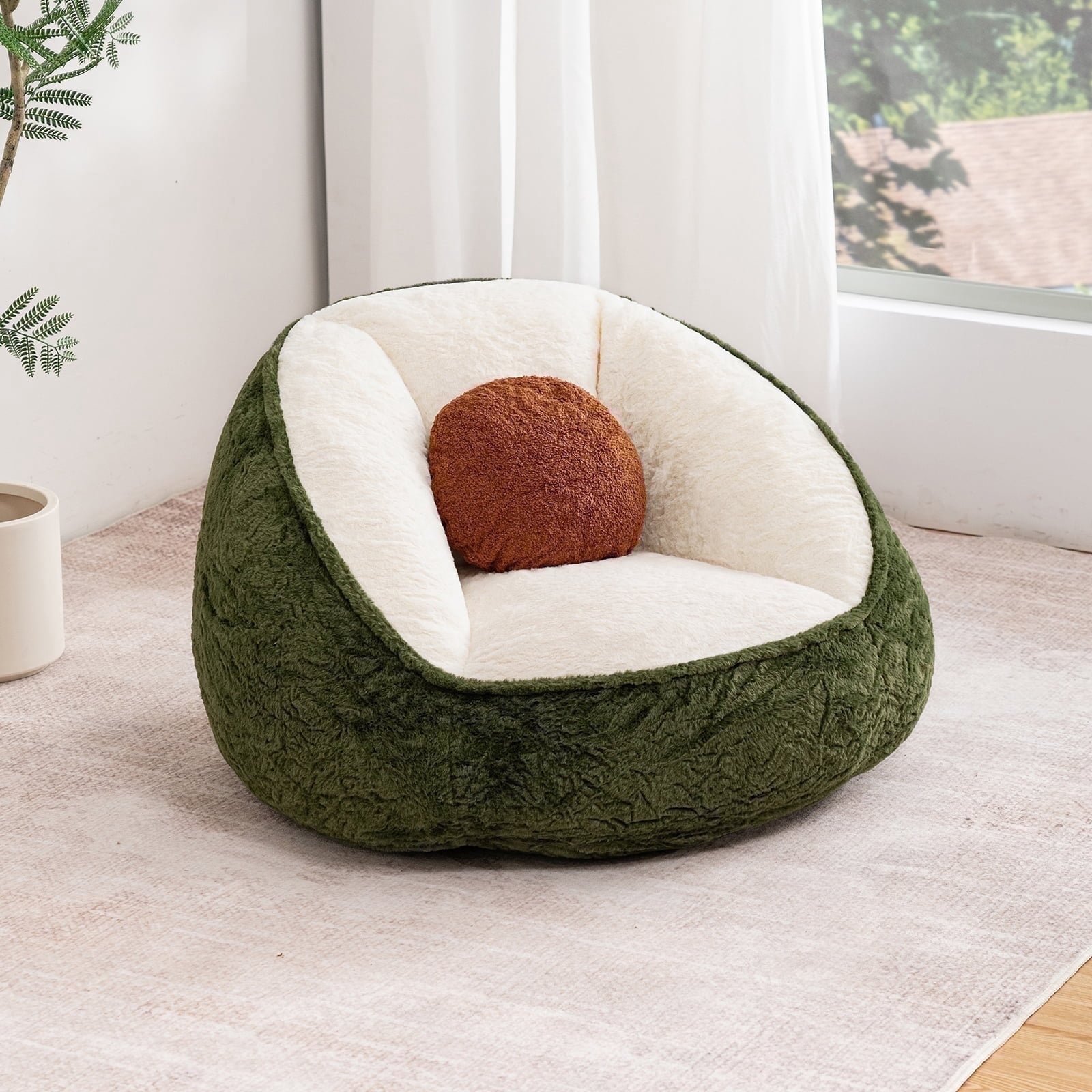 Avocado Memory Foam Bean Bag Sofa with Pillow Deal
