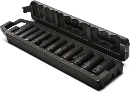 Husky 1/2 in. Drive Metric 6-Point Deep Impact Socket Set with Storage Case (11-Piece)