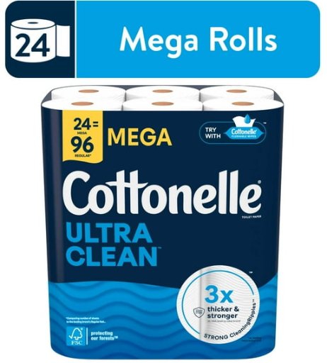 Cottonelle Ultra Clean Toilet Paper 24 Mega Rolls