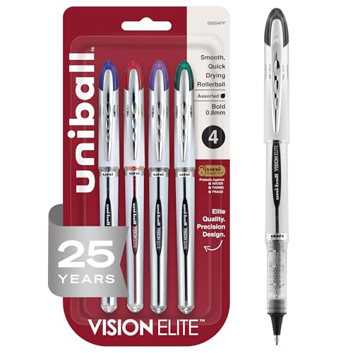 uniball Vision Elite Rollerball Pens 0.8mm 4-Pack Deal