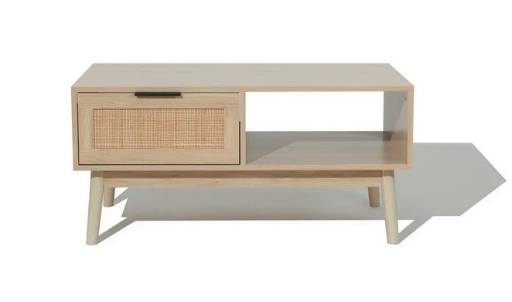 Zahra Coffee Table w/ Rattan Drawer