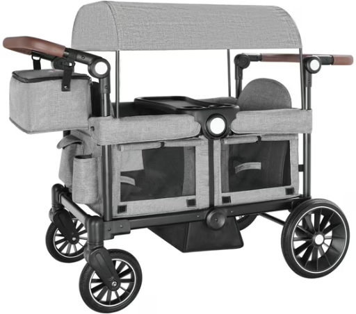 AILEEKISS Collapsible Wagon Stroller for 2 Toddlers 44 Pounds Grey
