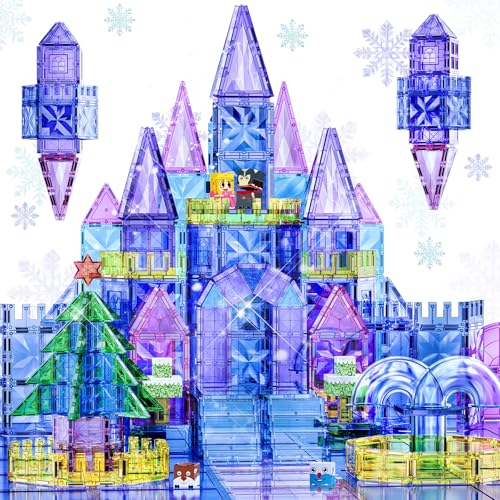 114-Piece Magnetic Tiles 3D Diamond Princess Ice Castle