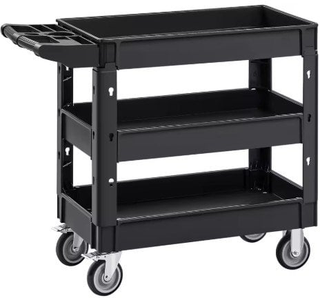 SucceBuy 3 Shelf Utility Service Cart with 360° Swivel Wheels Deal