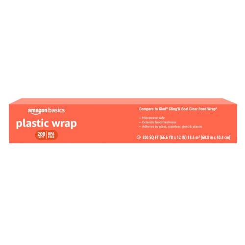 Amazon Basics Plastic Food Wrap, 200 Sq Ft