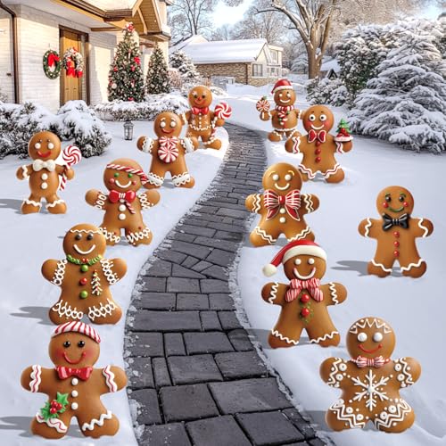 12-Pack 11.8" Christmas Gingerbread Man Yard Signs