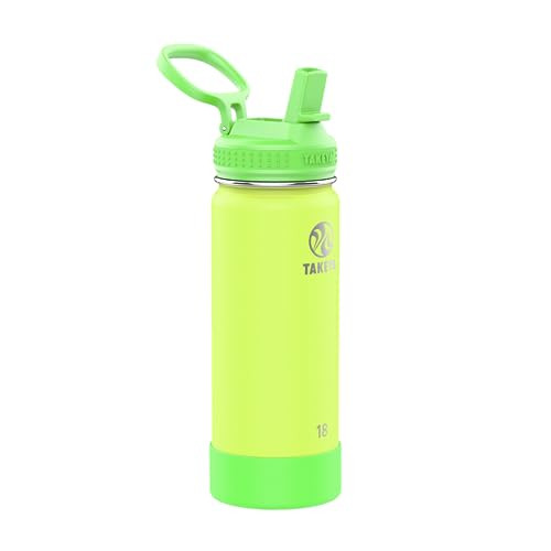 18 Oz. Takeya Actives Kids Glow In The Dark Insulated Stainless Steel Water Bottle (Lightning Green)