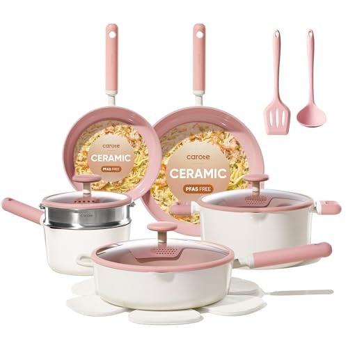 CAROTE Ceramic Cookware 15-Piece Nonstick Pots and Pans Set Deal