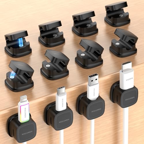 Rocoren Magnetic Cable Clips Cord Organizer 12-Pack Deal
