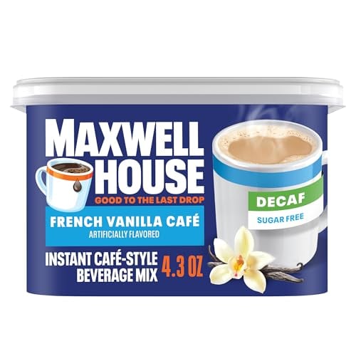 Maxwell House Sugar Free and Caffeine Free Instant Cafe-Style Beverage Mix, French Vanilla Cafe, 4.3 oz