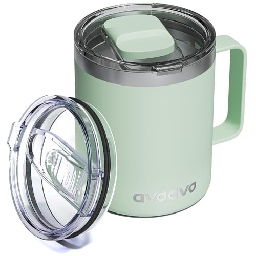 Avodvo 12-Oz Insulated Stainless Steel Coffee Mug w/ 2 Lids Deal