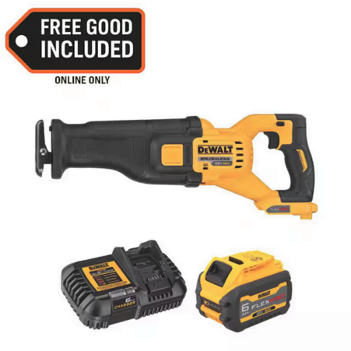 DeWalt FLEXVOLT 60V MAX Lithium-Ion Cordless Brushless Reciprocating Saw with 6.0Ah Battery