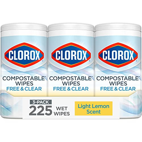 Clorox Free & Clear Cleaning Wipes, Light Lemon Scent, 75 Count, 3-Pack