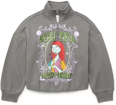Disney Nightmare Before Christmas Girls Quarter Zip Fleece Sweatshirt