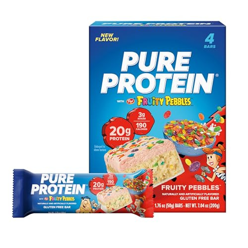 Pure Protein Bars 4-Pack 1.76-Oz (Zig Zag Cake, Fruity or Cocoa Pebbles)