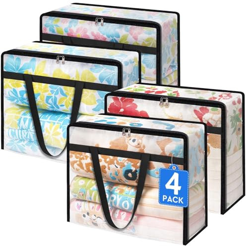 BlissTotes Clear Clothes Storage Bags - 4 Pack
