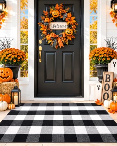 Arotive Washable Buffalo Plaid Large Low Profile Door Mat 2'4" x 3'7"