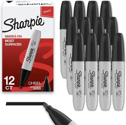 Sharpie Permanent Markers Chisel Tip Black 12 Count Deal
