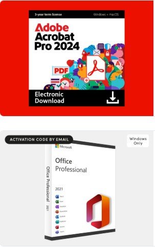 Adobe Acrobat Pro 2024 + Microsoft Office Professional 2021 License Bundle