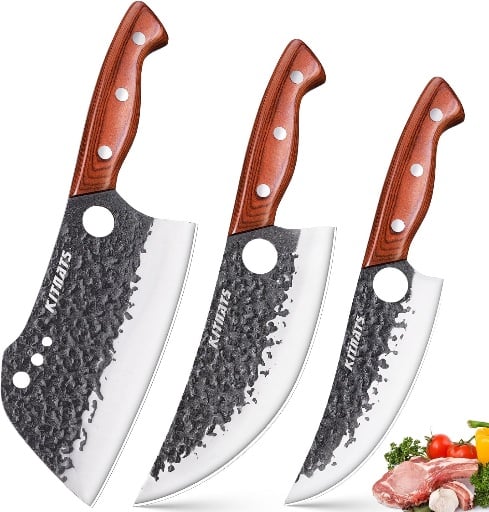 3PCS Hand Forged Butcher Knife Set Deal