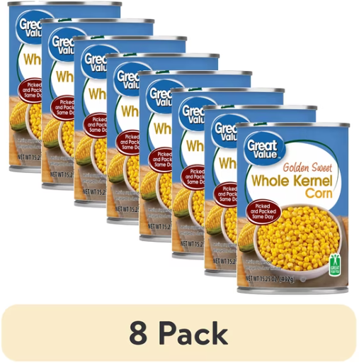Great Value Golden Sweet Whole Kernel Corn, 15.25 oz, 8-Pack