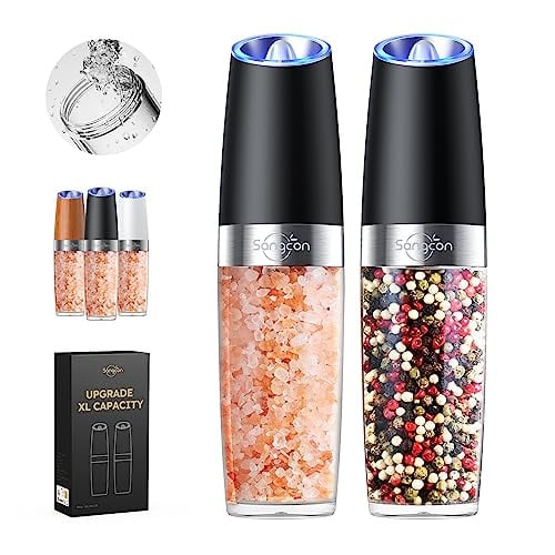 Sangcon Gravity Battery Powered Electric Salt & Pepper Grinder Set 2-Piece