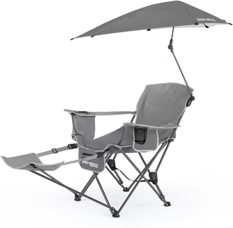 Sport-Brella Grey Camping Chair with Clamp-On Sun Shade