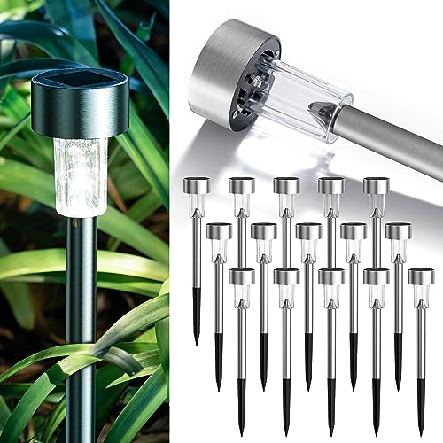 GIGALUMI Solar LED Stainless Steel Outdoor Lights 16-Pack Deal