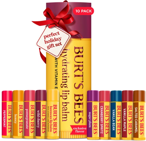 Burt's Bees Mega Balm Moisturizing Lip Balm Holiday Gift Pack, 10-Pack