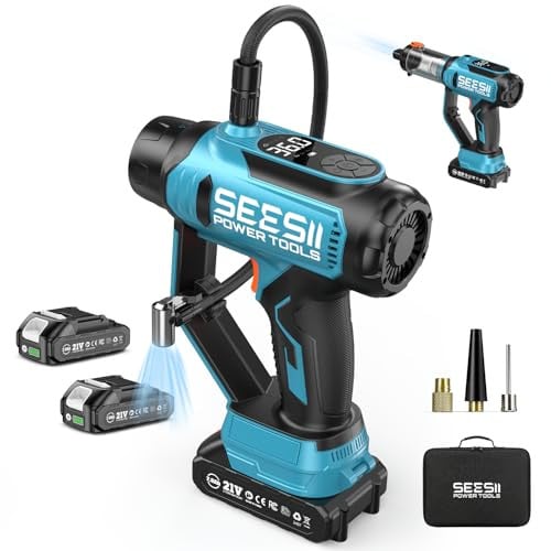 SEESII 3-in-1 Portable 150PSI Air Compressor, Car Vacuum Cleaner & Searchlight w/ 2x 2.0Ah Batteries Deal