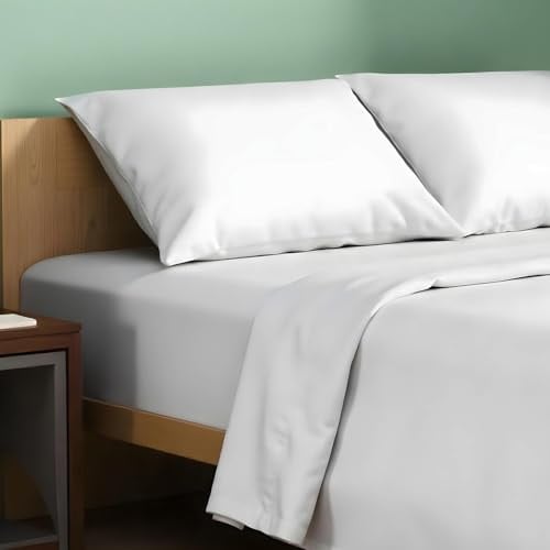 TEXAS LINEN CO. 100% Organic Cotton Percale Sheets King Size 4 PC White