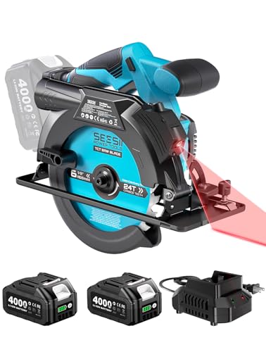 Seesii 6-1/2" 5200 RPM Cordless Circular Saw with 2x 4.0Ah Batteries Deal