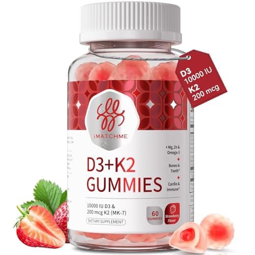 iMATCHME Vitamin D3 10000 IU + K2 200mcg Gummies 60-Count