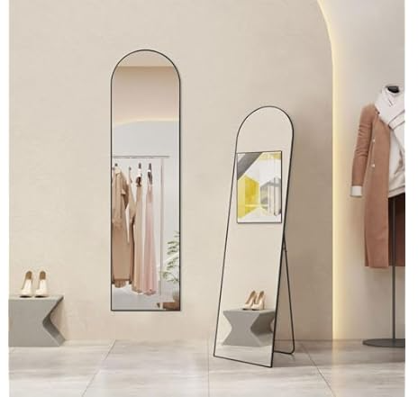 59"x 16" Arched Floor Full Length Mirror w/ Aluminum Alloy Thin Frame Deal