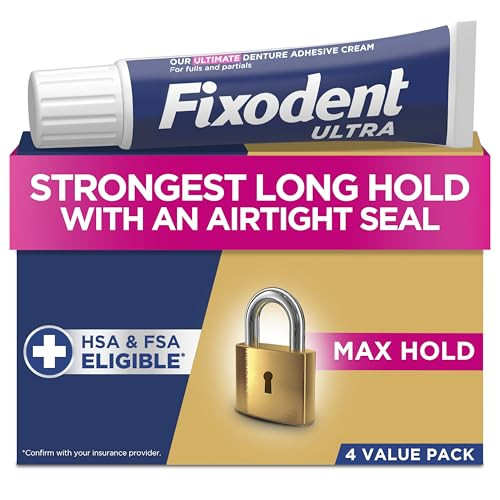 Fixodent Ultra Max Hold Secure Denture Adhesive Cream 4-Pack 2.2-Oz