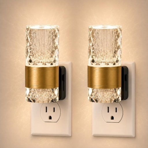 Stylish Dimmable Acrylic Plug-In LED Night Lights 2-Pack