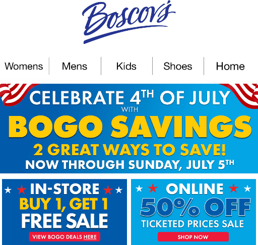 Boscov's 4th of July Sale Deal