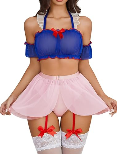 Avidlove Lingerie Costume Mini Skirt Set with Garter Belt (5-Pack)