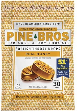Pine Bros Gummy Sore Throat Softish Drops 30 Count (Honey)