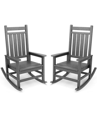 SERWALL Outdoor Rocking Chair 2-Pack, Grey