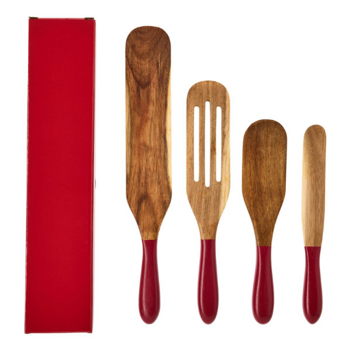 4-Pack Kitchen HQ Acacia Wood Spurtle Tool Sets w/ Gift Boxes