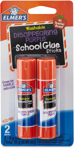 Elmer's Washable School Glue Sticks Disappearing Purple 2-Pack Deal