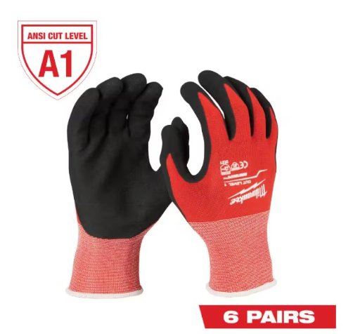 Milwaukee Large Red Nitrile Level 1 Cut Resistant Dipped Work Gloves (6-Pack)
