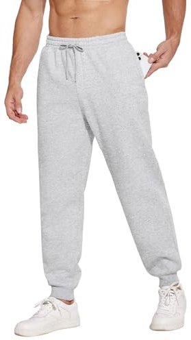 PINSPARK Men’s Fleece Joggers with Zipper Pockets