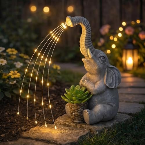 Small Solar Elephant Statue Lights 10.5 Inch Deal