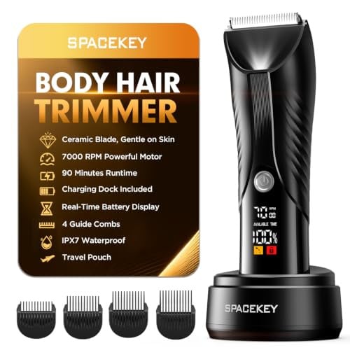 Spacekey Men's IPX7 Waterproof Electric Body Hair Trimmer w/ LED Light & USB-C Charging Deal