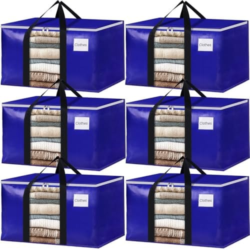 BlissTotes 6 Pack Storage Bags with Clear Window, Strong Carrying Handles & Zippers Deal