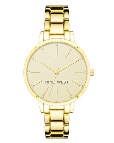 Nine West Women's Crystal Accented Gold-Tone Bracelet Watch Deal