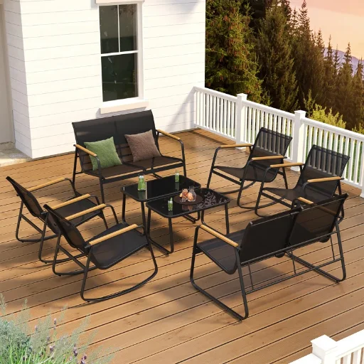 8-Person Cooling PVC-coated polyester Outdoor Patio Seating Group Deal
